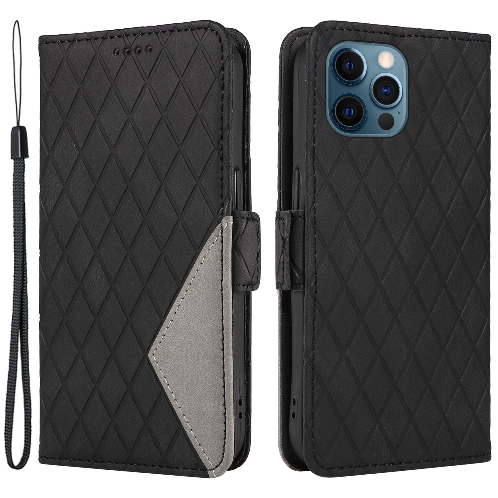 Anti-fall Cover for iPhone 13 Pro Max 6.7 inch Color Splicing Rhombus Imprinted Phone Stand Wallet Leather Case Anti-fall Cover for iPhone 13 Pro Max 6.7 inch Color Splicing Rhombus Imprinted Phone Stand Wallet Leather Case